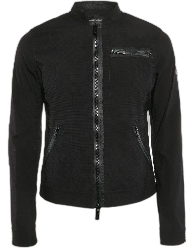Textured Synthetic Slim Fit Jacket