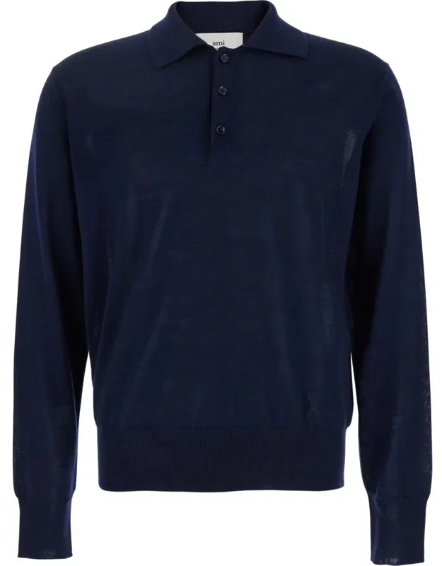 Polo Shirt With Tone-on-tone Embroidered Logo On The Front In Virgin Wool And Silk Blend