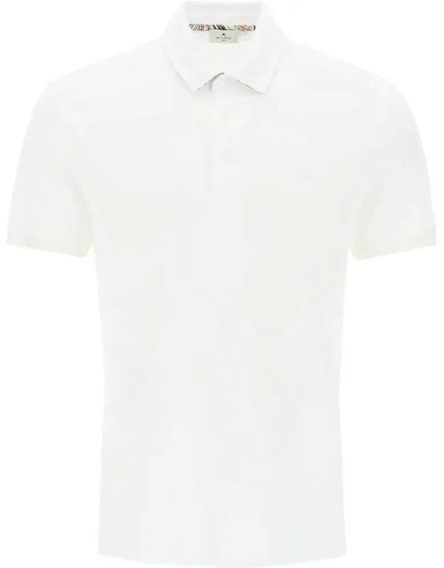 Regular Fit Polo Shirt With Pegasus Logo And Paisley Pattern Undercollar