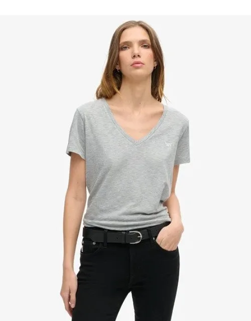 Classic Embroidered Slub V-neck T-shirt