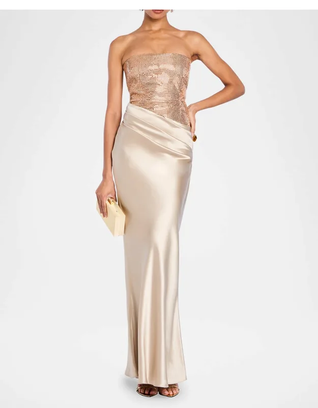 Strapless Sequin Draped Dress