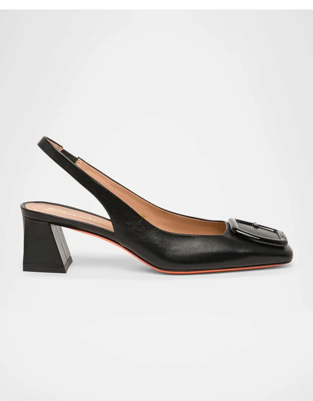 Lemon Buckle Slingback Leather Pump