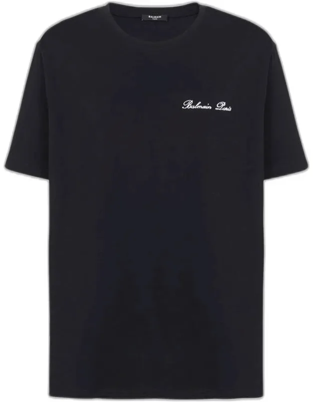 Balmain Cotton Logo T-shirt Loose Fit, Embroidered Logo On The Front And Back