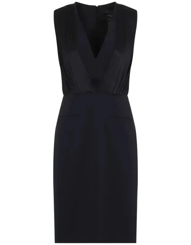 Dress With V-neckline And Satin Pleated Insert