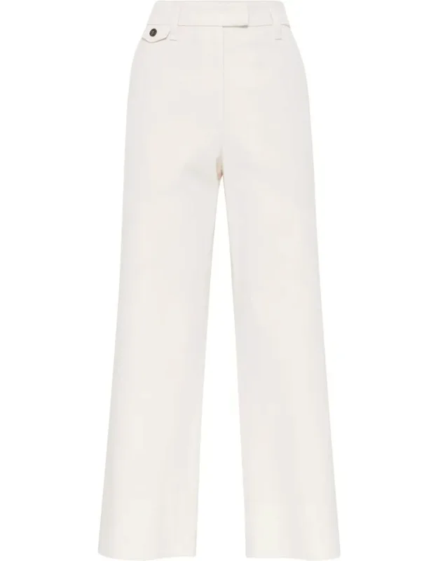 Trousers With Concealed Front Fastening And Flap Pockets