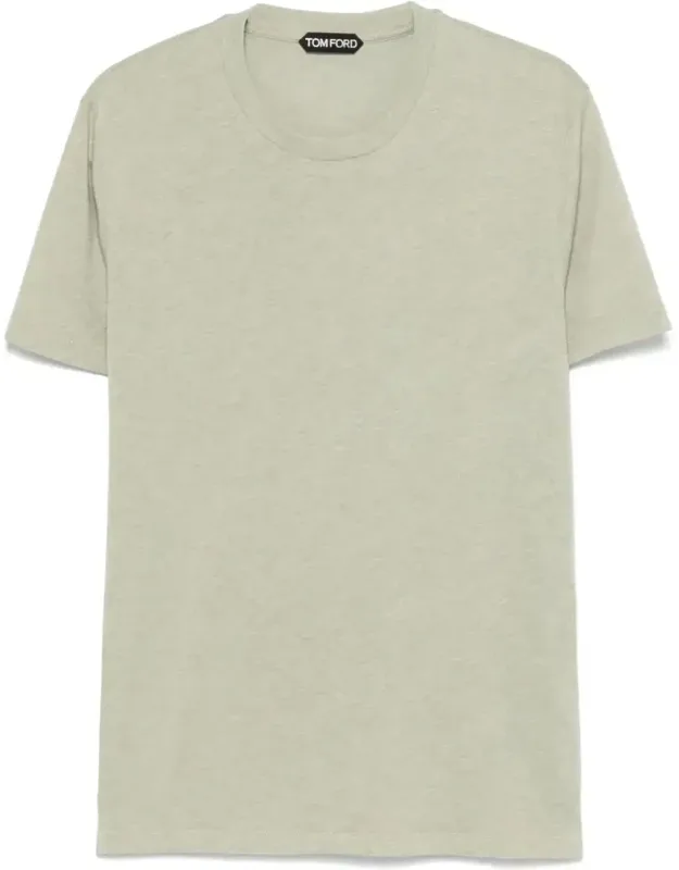 Cotton Blend Melange Crew Neck T-shirt