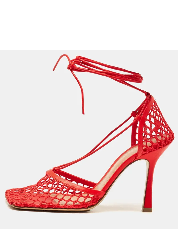Mesh And Leather Stretch Wrap Pumps