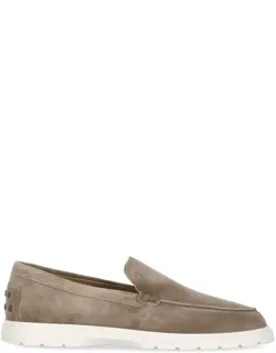 Tod's Suede Leather Loafers With Contrasting Rubber Sole