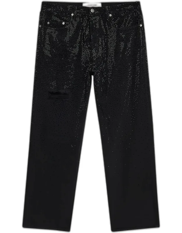 Allover-crystal Loose Skate Jeans
