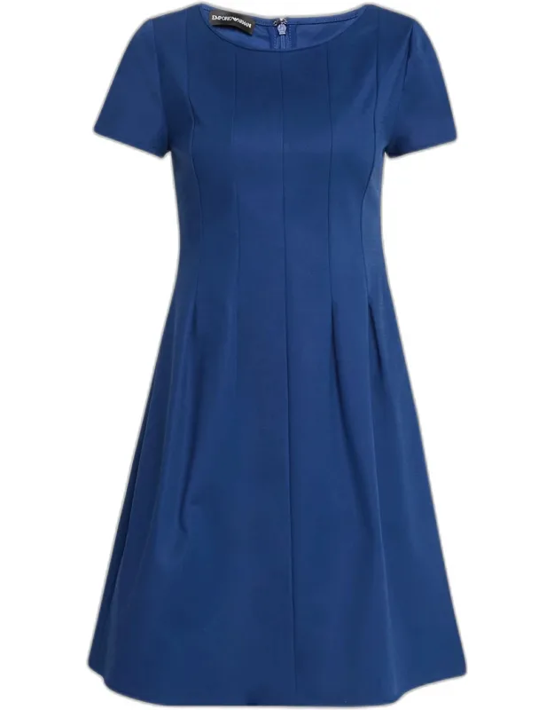 Pleated Fit-and-flare Mini Dress