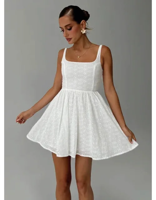 Cartmel Embroidered Mini Dress With Square Neckline And Thin Fixed Straps