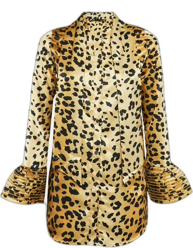 Leopard Print Satin Mini Dress