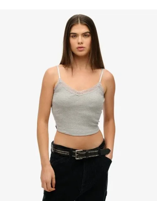 Athletic Essentials Lace Trim Cropped Cami Top