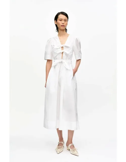 Stretch Cotton Tie Strap Midi Dress