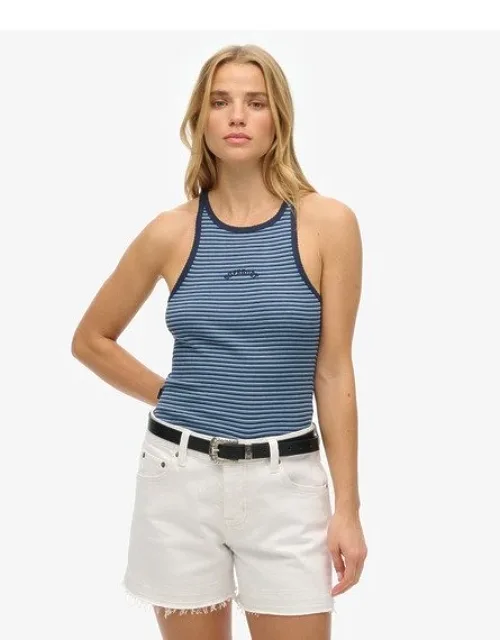Superdry Essential Logo Striped Racer Vest Top - Slim Fit, Racer Back