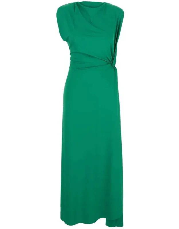Long Dress With Pleated Details In Tech Fabric
