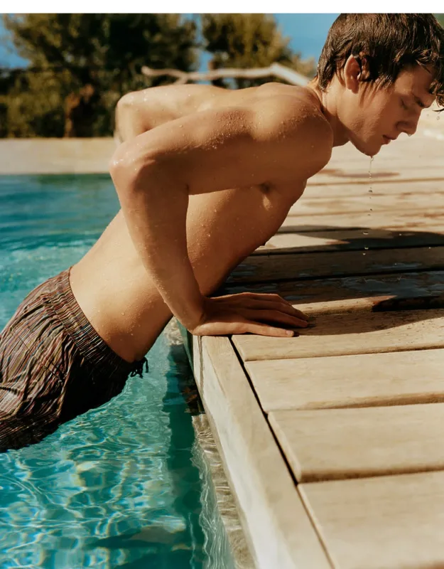 Signature Stripe Swim Shorts - 60% Polyester, 40% Recycled Polyester