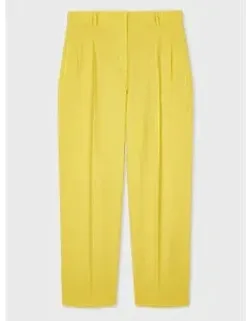 Citrine Wool Hopsack Pleated Trousers