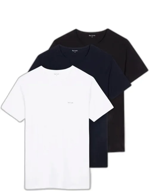 Mixed Colour Organic Cotton Logo Lounge T-shirt Three Pack
