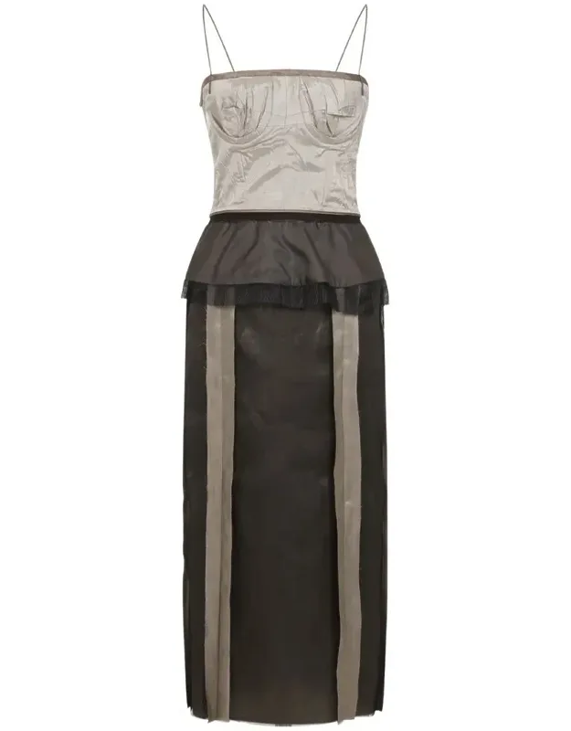Dress With Silk Bodice And Organza Peplum