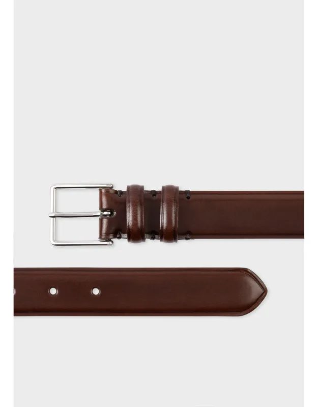 Chocolate Brown Leather Double Keeper Classic Suit Belt