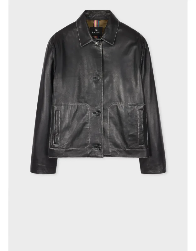 Leather Contrast Stitch Jacket