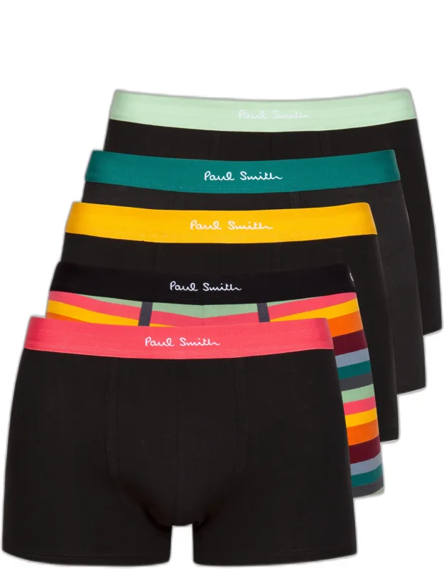 Paul Smith Organic Cotton 'artist Stripe' Mixed Boxer Briefs Five Pack 95 5 Elastane