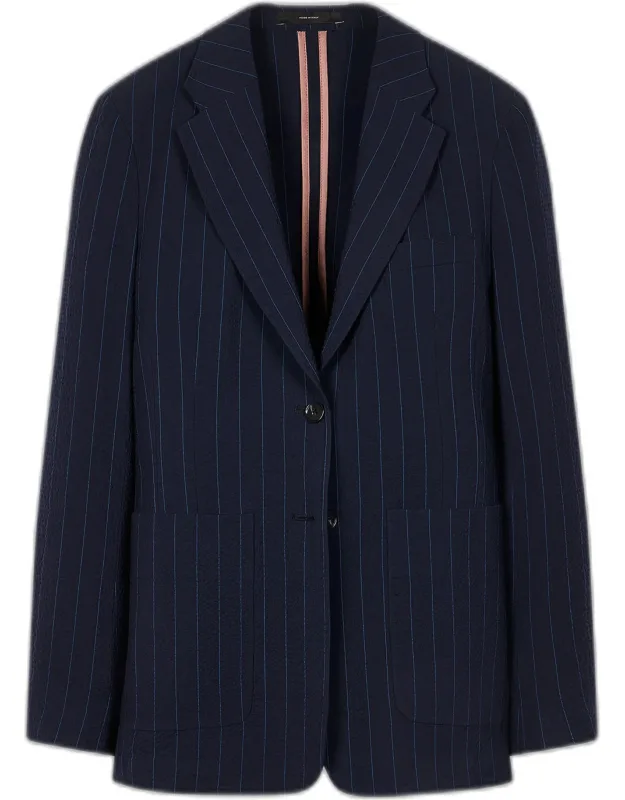Wool-blend Seersucker Pinstripe Blazer