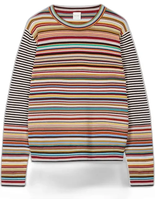 Wool 'signature Stripe' Contrast Sleeve Sweater