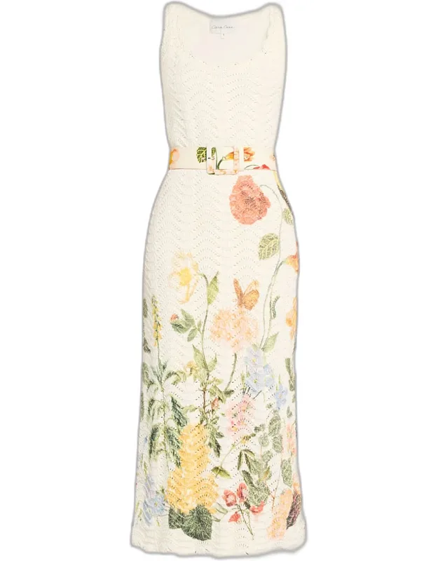 Floral Crochet Knit Sleeveless Maxi Dress