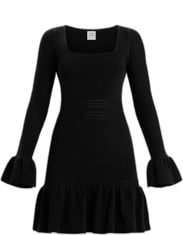 Ruffle Long-sleeve Mini Dress