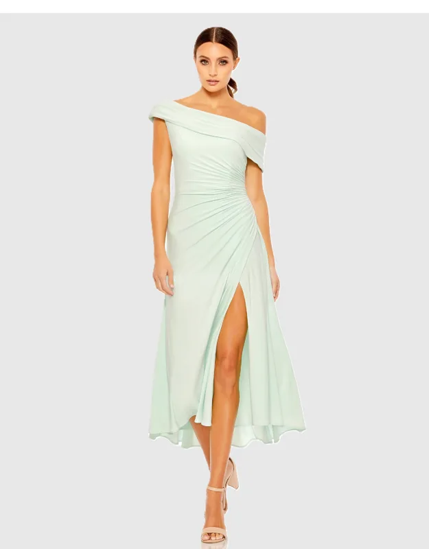 Ruched Off-the-shoulder Wedding Guest Midi Dress