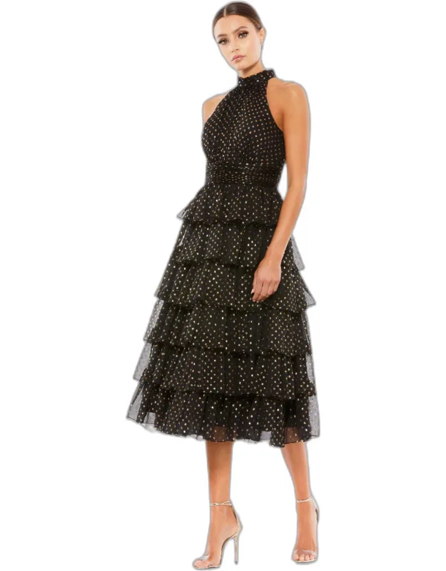 Layered Polka Dot Cocktail Wedding Guest Dress