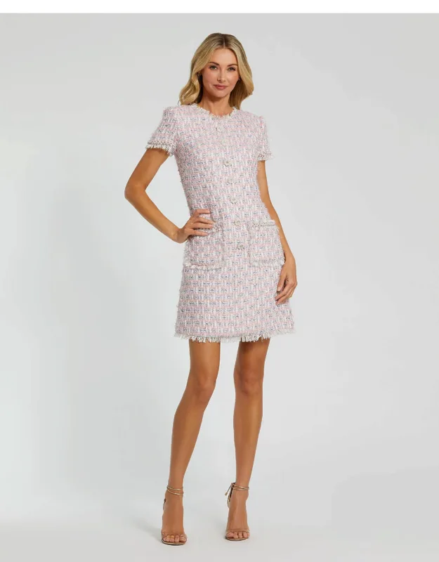 Cap Sleeve Floral Button Detail Shift Dress