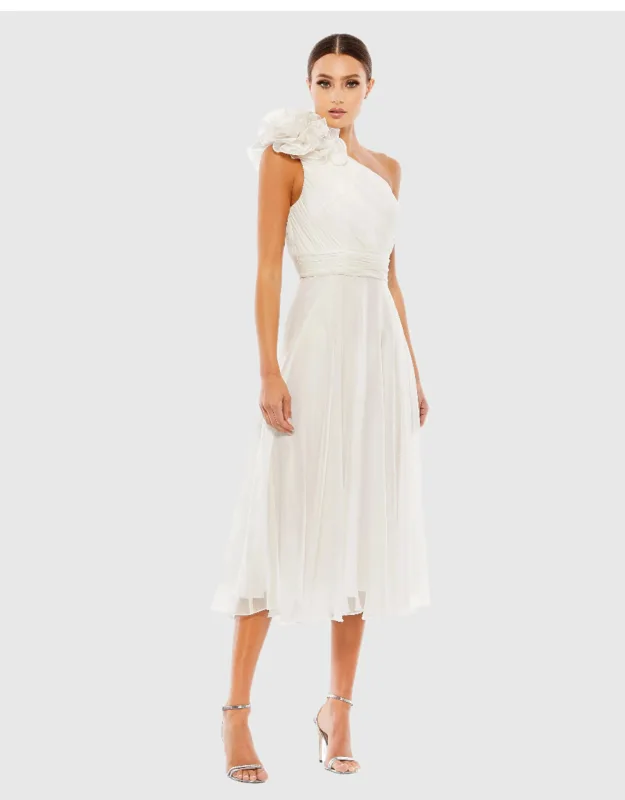 One Shoulder Tea Length Dress