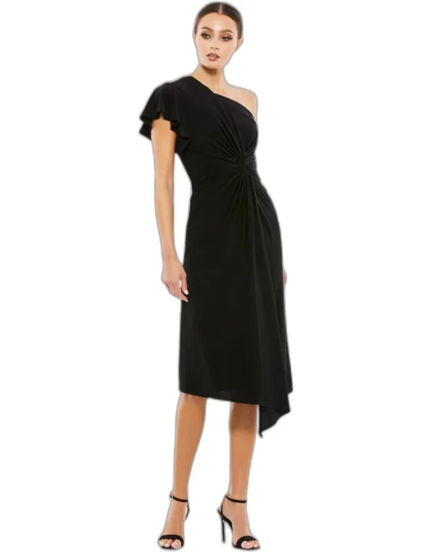 One Shoulder Midi Length Jersey Dress