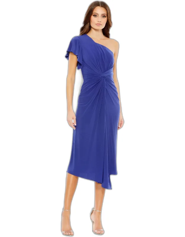 One Shoulder Midi Length Jersey Dress