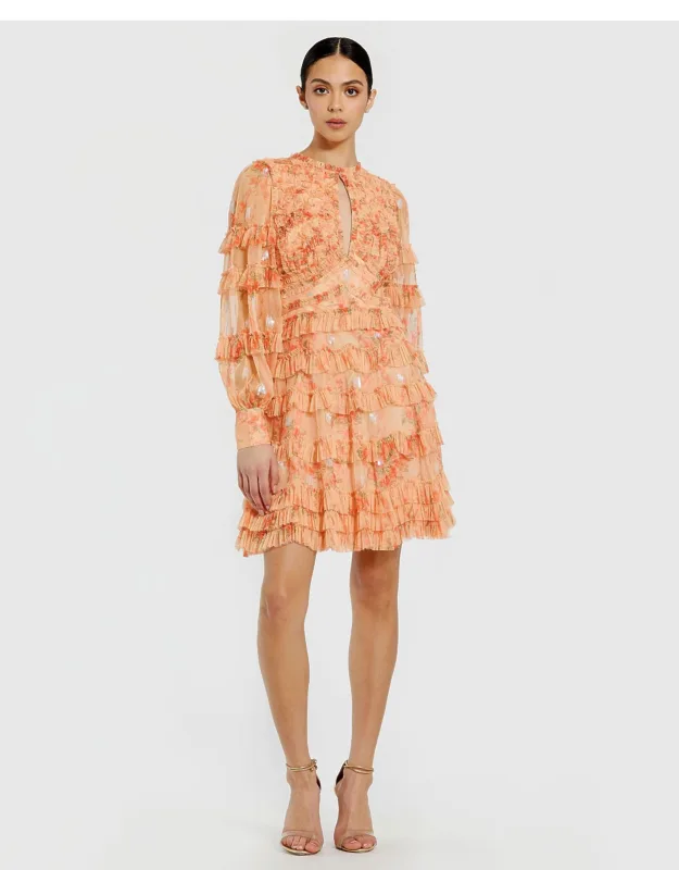 Keyhole Detail Long Sleeve Dress