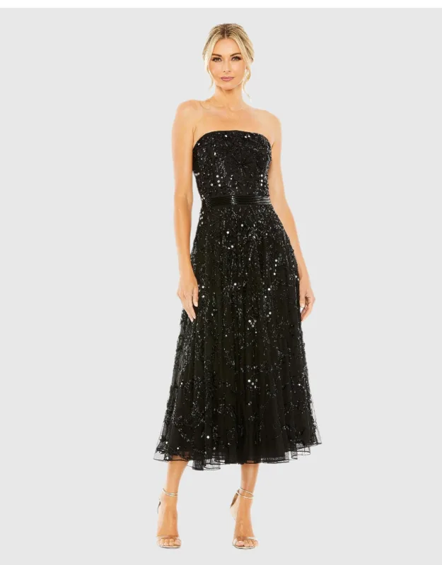 Strapless Embellished A-line Wedding Guest Dress