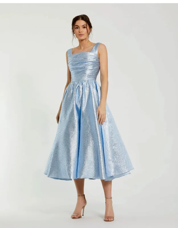 Square Neck Sleeveless A Line Wedding Guest Dress