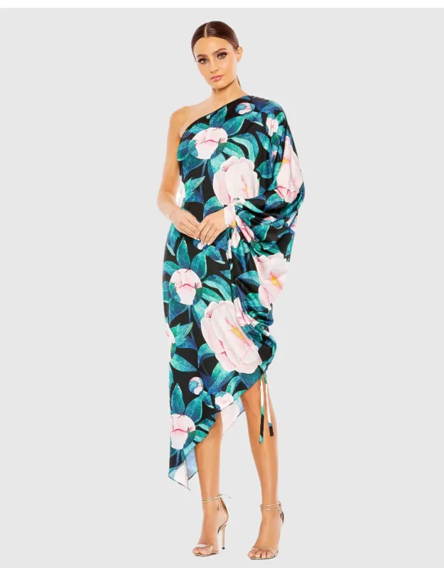 Floral One Shoulder Wedding Guest Dress