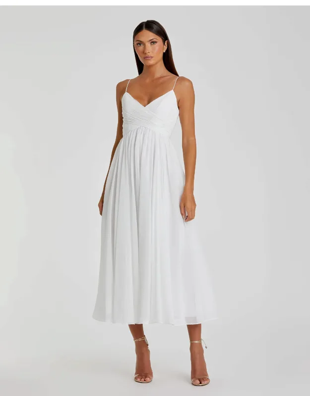 Faux Wrap Sleeveless Flowy Midi Dress