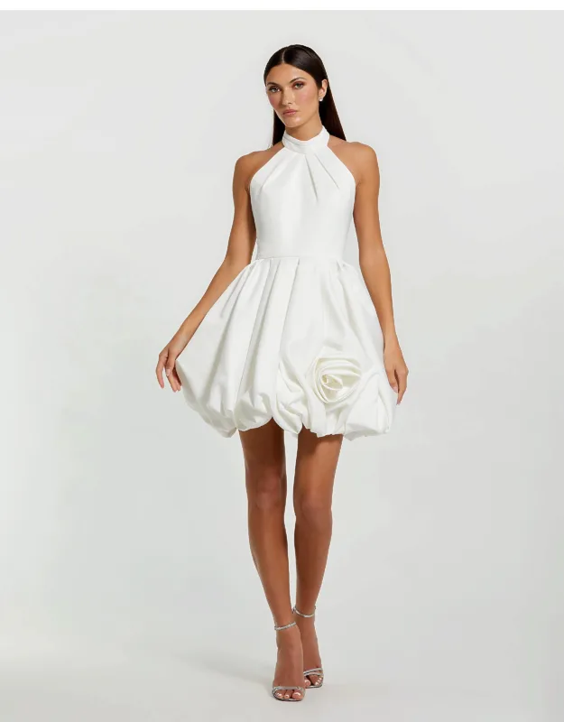 Mini Dress With Halter Neckline And Bubble Hem