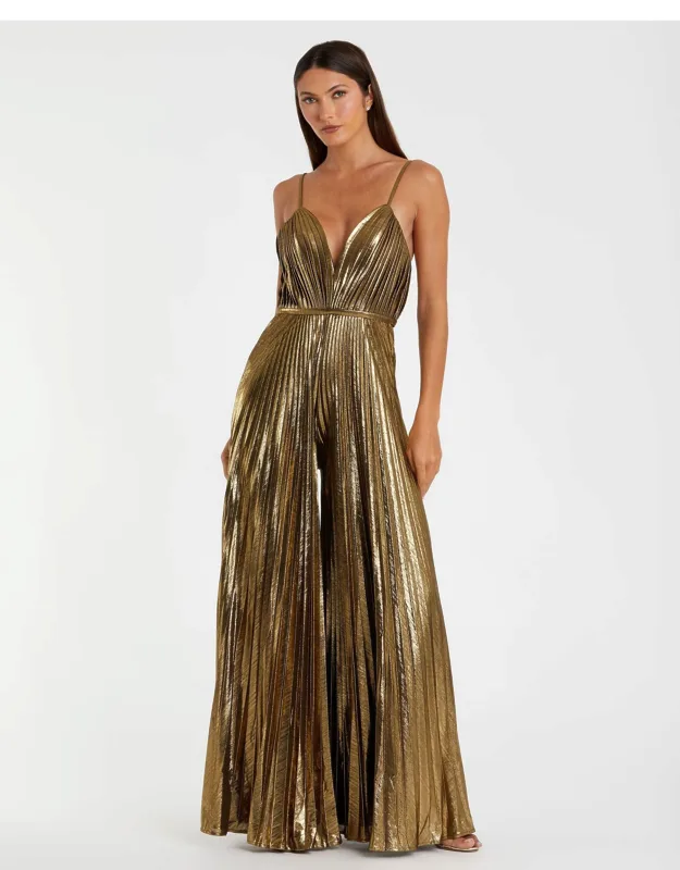 Pleated V-neck Jumpsuit