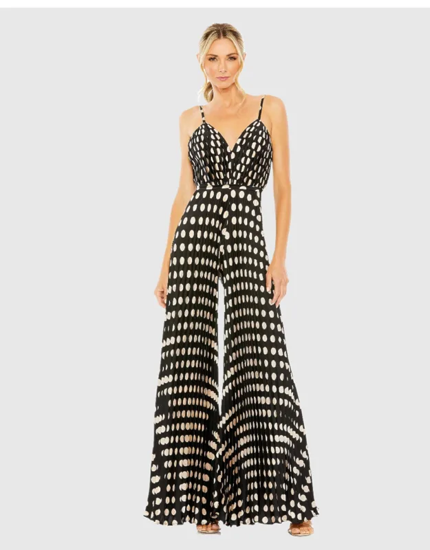 Pleated Charmeuse V-neck Jumpsuit
