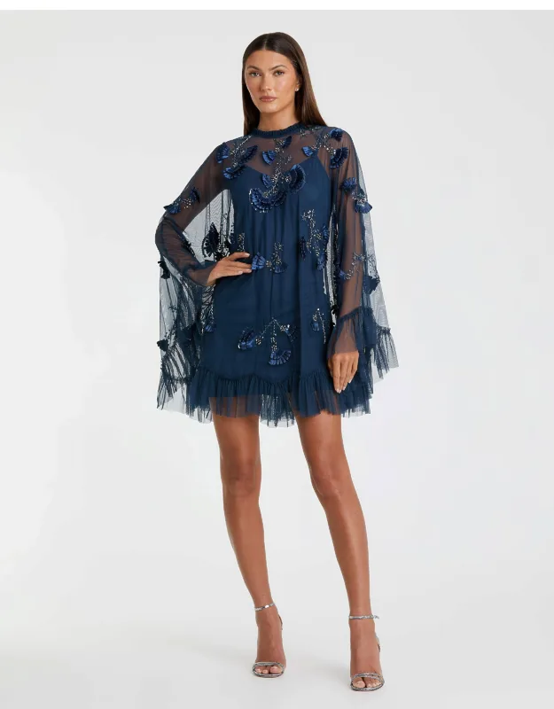 Mac Duggal A-line Dress With Beaded And Sequin Embellishment