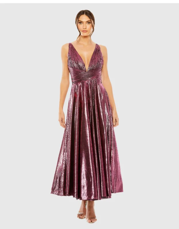 Pleated Metallic Dress