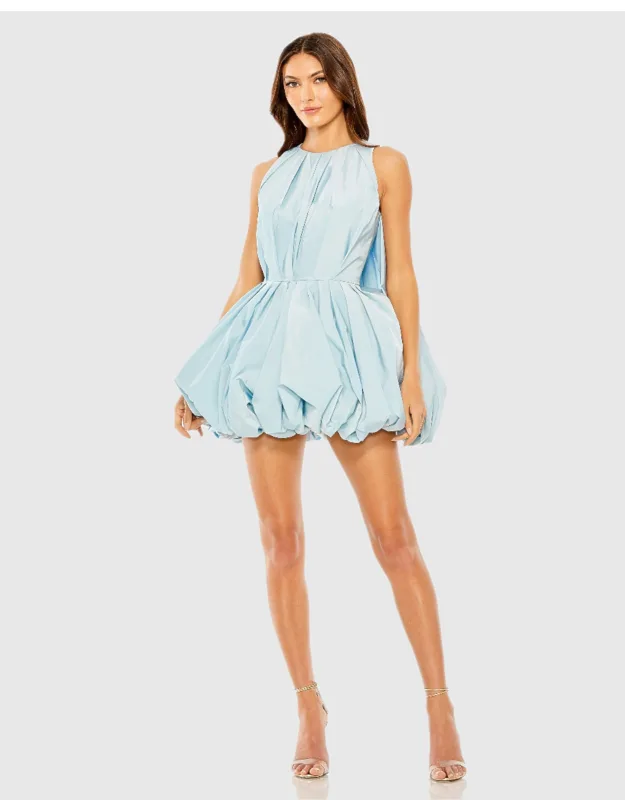 Sleeveless Taffeta Bubble Hem Wedding Guest Mini Dress