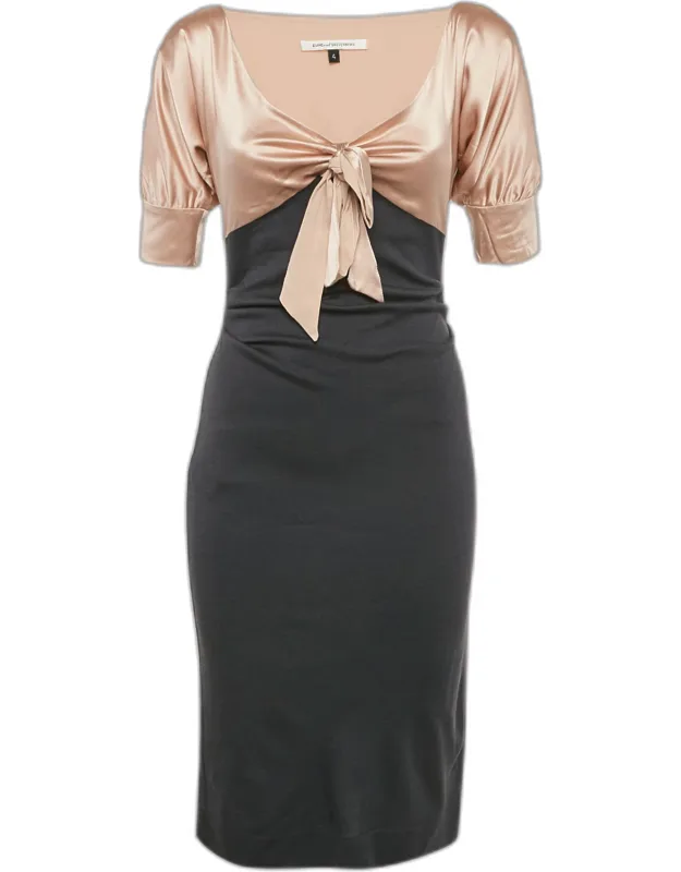 Silk And Wool Knit Bow Detail Short Dress