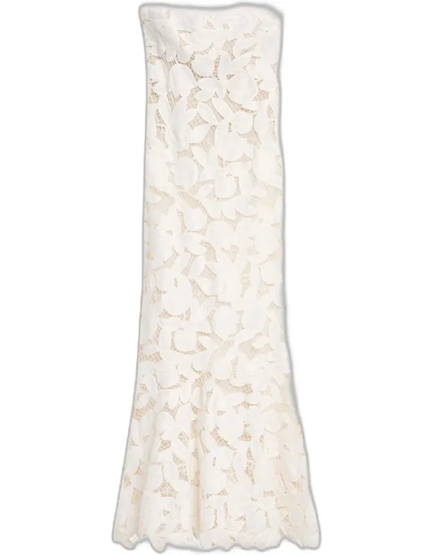 Valletta Strapless Floral Lace Maxi Dress